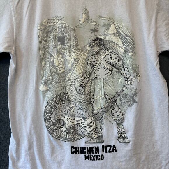 Chichen Itza Mexico Shirt Mayan Warrior Puff Paint Jaguar Ruins Eagle Palm Trees - Picture 2 of 9